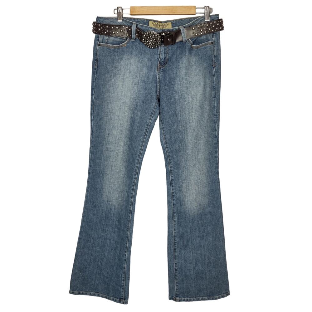 Hint Bootcut Midrise Y2K Jeans With Belt Vintage Stretch Denim Size 13